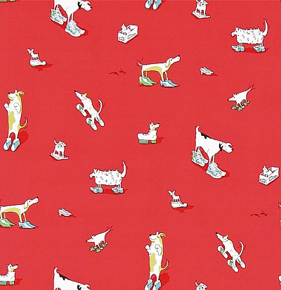 214015 Dogs in Clogs Red