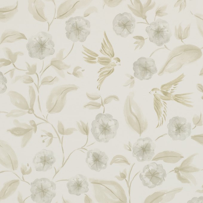 213059 Bird Blossom Ecru Silver
