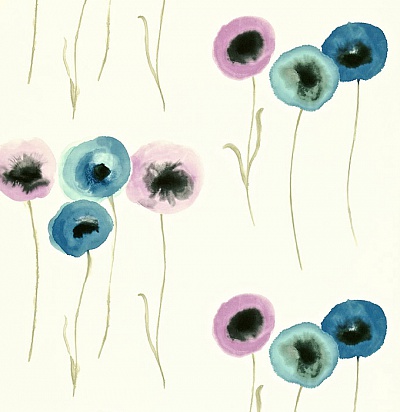 211663 Poppies Mauve/Ultramarine