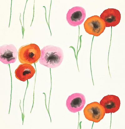 211666 Poppies Red/Fuchsia