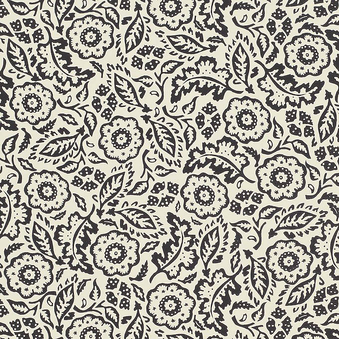 213622 Floral Damask Black 