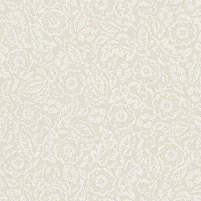 213625 Floral Damask Silk White