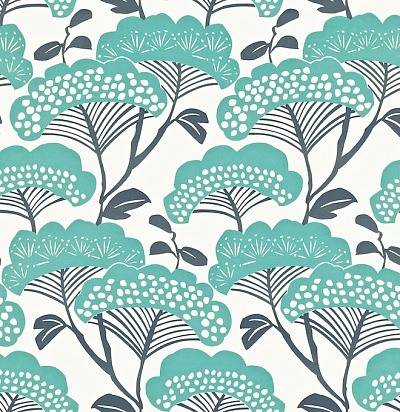212838 Tree Tops Teal/Ivory